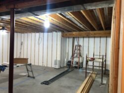 Framing up the walls in a new movie theatre.