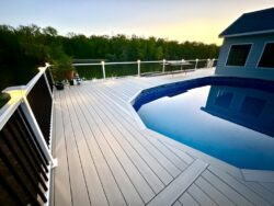 The Decking Had To Be Formed To The Shape of the Oval Pool - No Small Job!